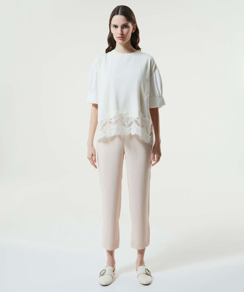 Machka Lace-Embroidered T-Shirt Off White