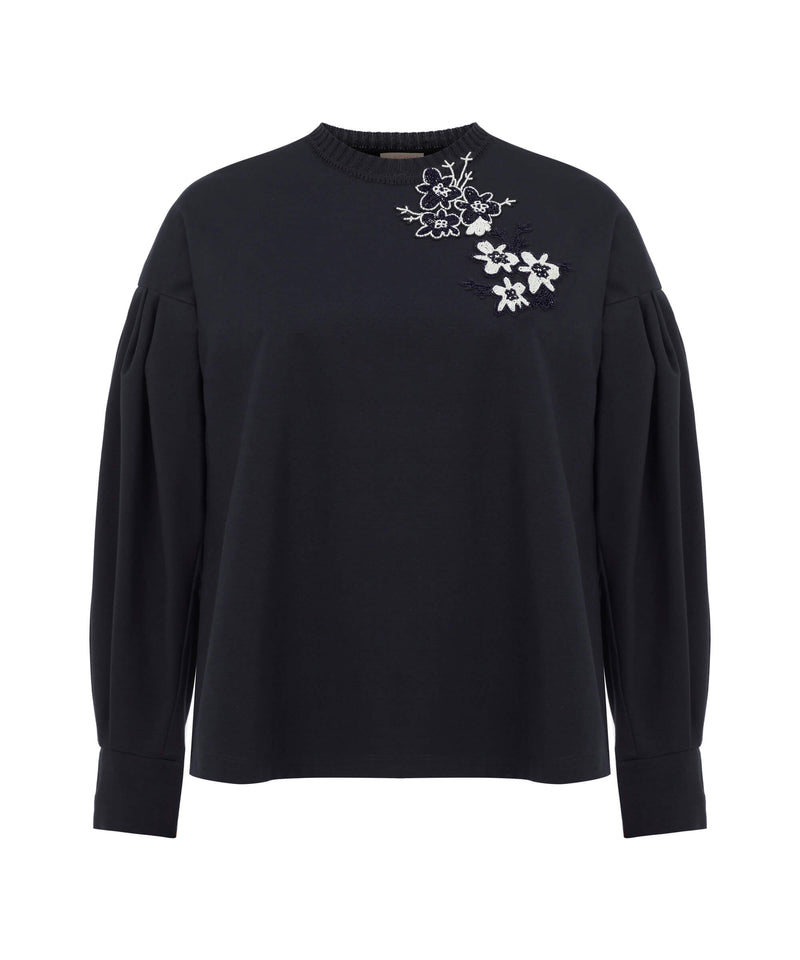 Machka Flower-Embellished Knitwear Navy Blue