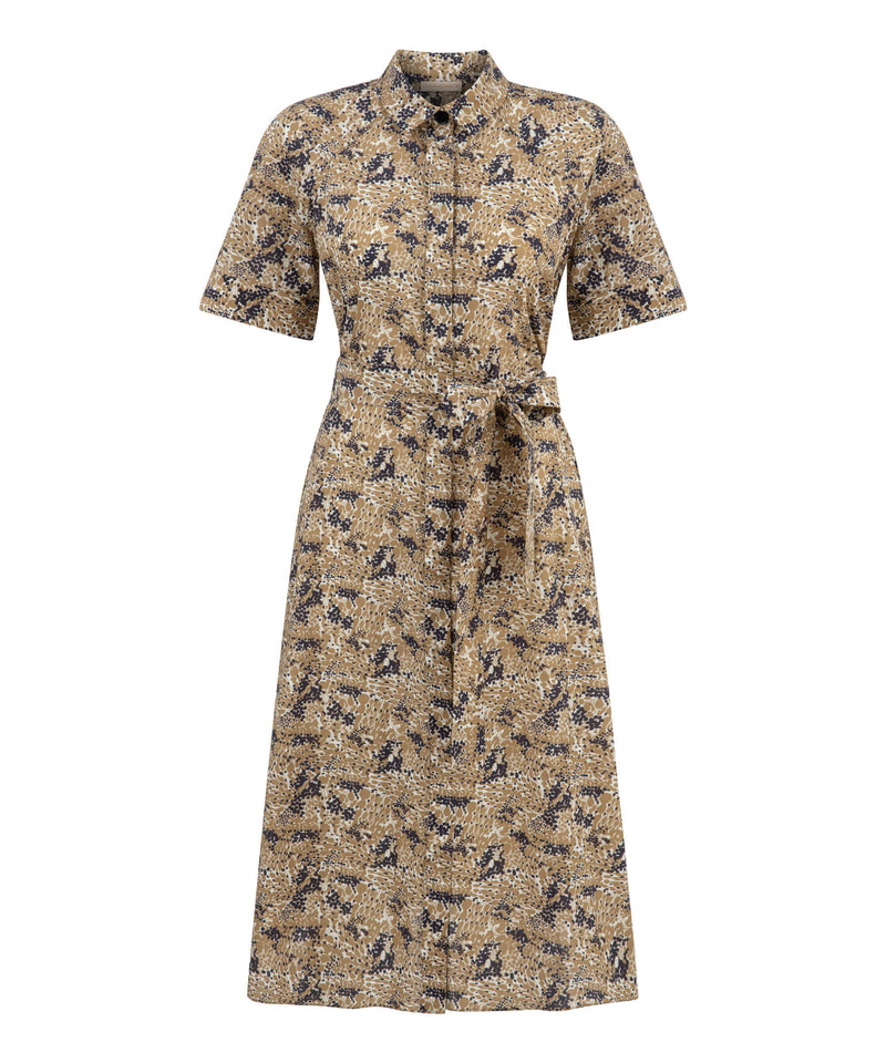 Machka Patterned Belted Shirt Dress Camel