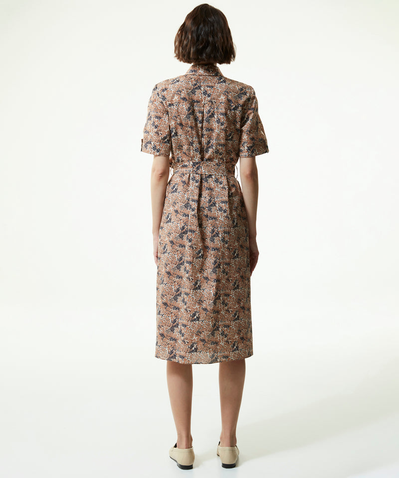 Machka Patterned Belted Shirt Dress Camel