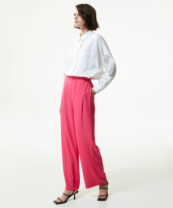 Machka High Waist Wide Leg Fit Trousers Fuchsia