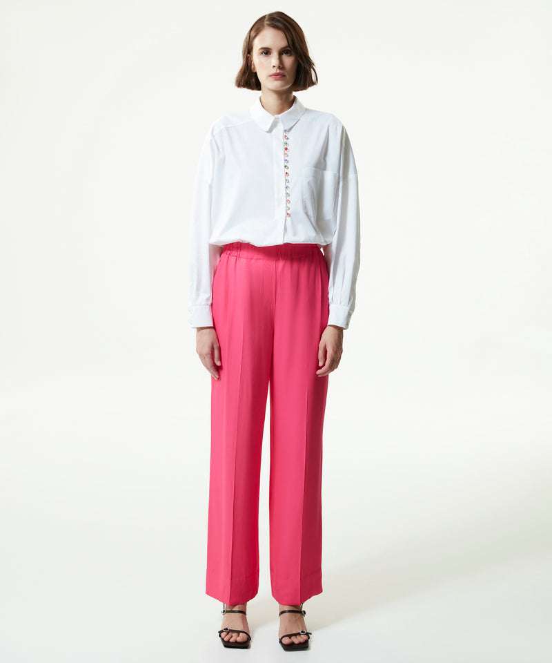 Machka High Waist Wide Leg Fit Trousers Fuchsia