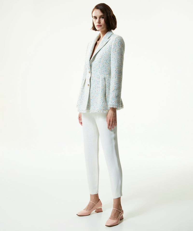 Machka Sequined Tweed Blazer Off White