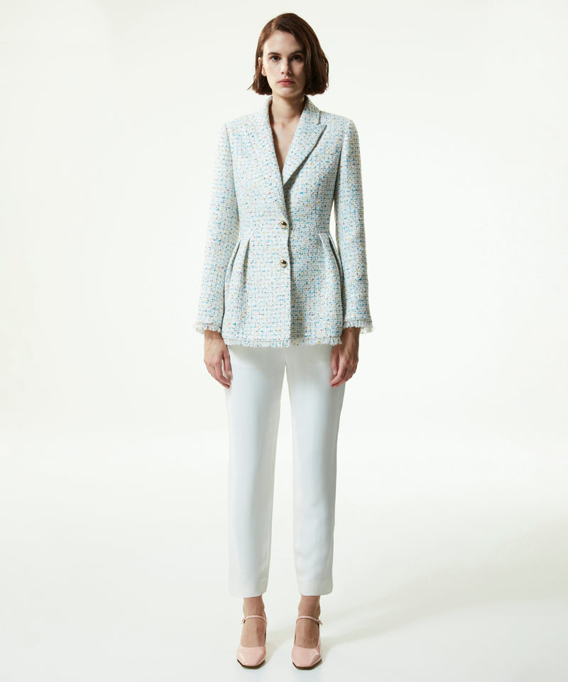 Machka Sequined Tweed Blazer Off White