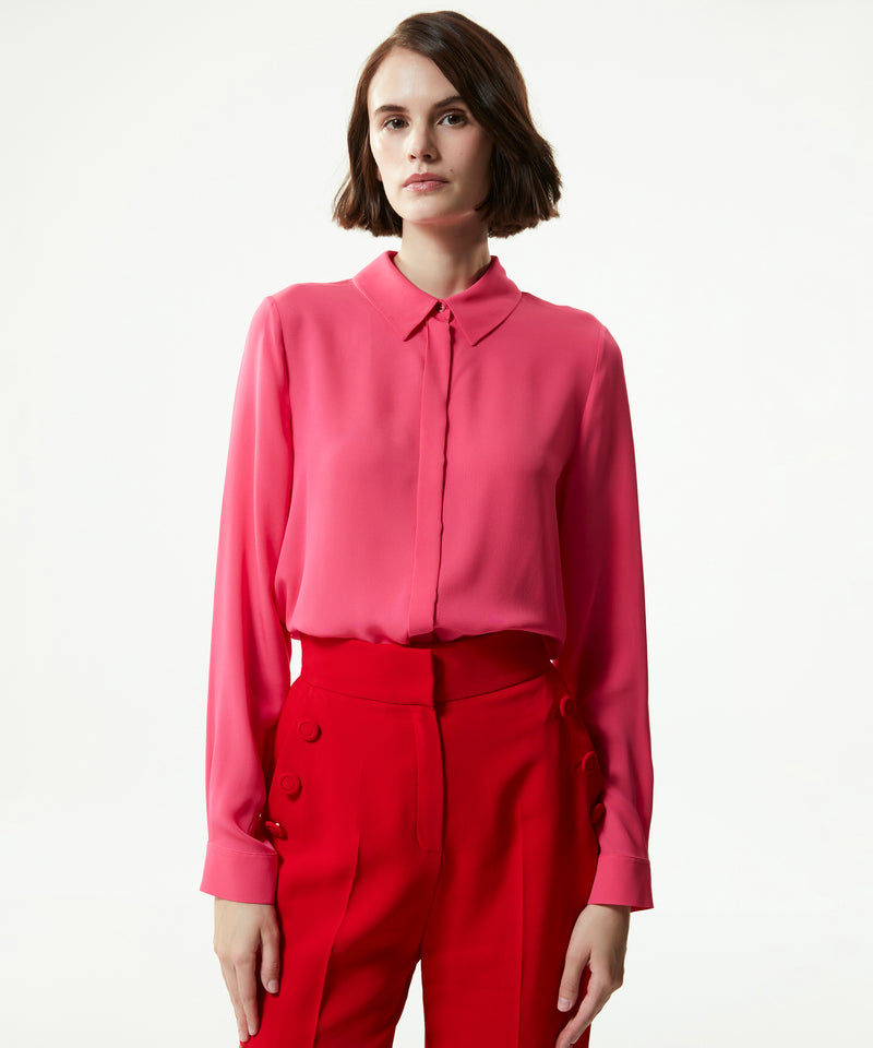 Machka Shirt Collar Silk Shirt Fuchsia