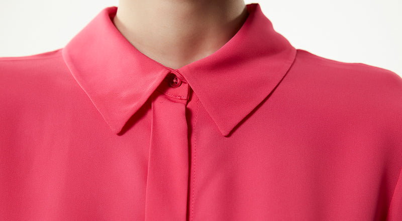 Machka Shirt Collar Silk Shirt Fuchsia