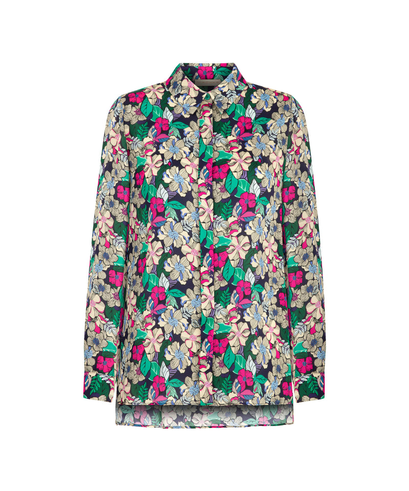 Machka Floral Pattern Oversize Shirt Green