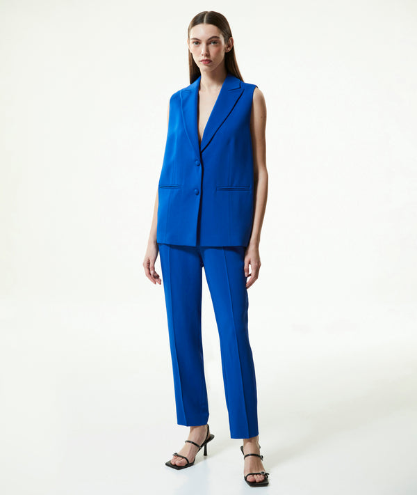 Machka Mono Collar Vest With Back Detail Blue