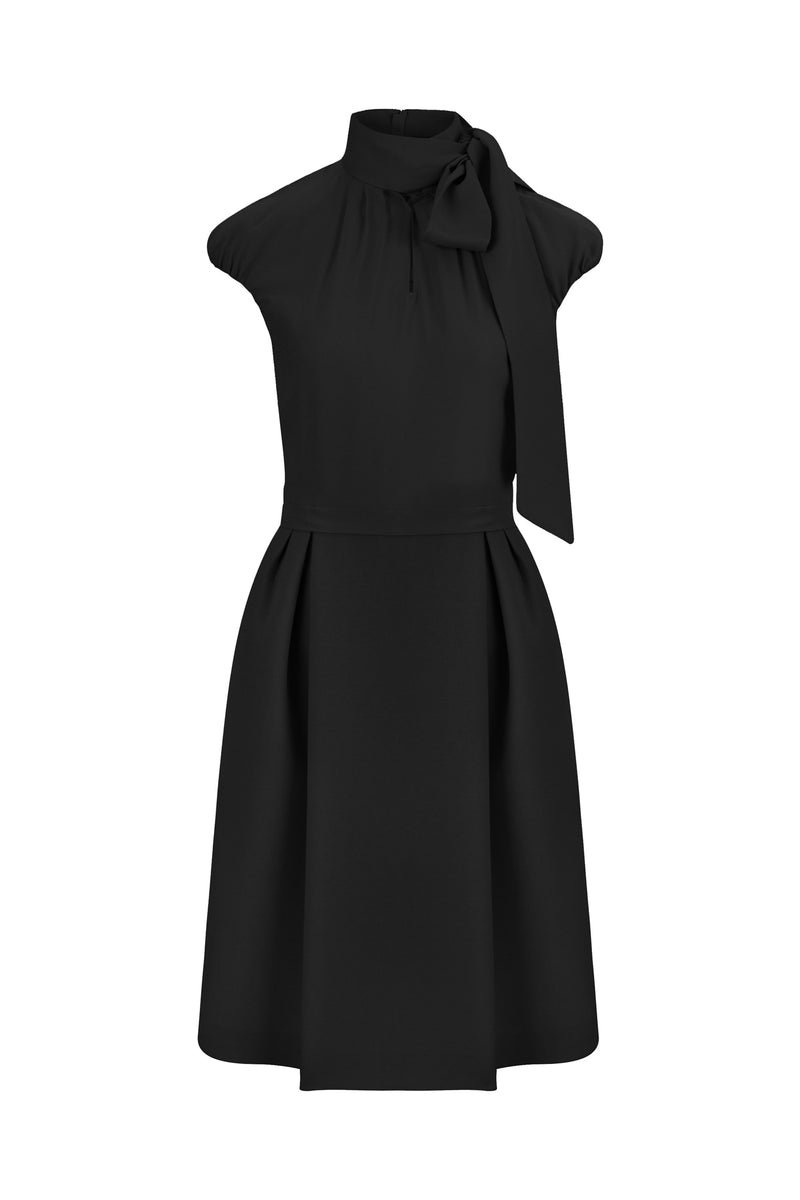 Machka Bow Tie Neck Detail Dress Black