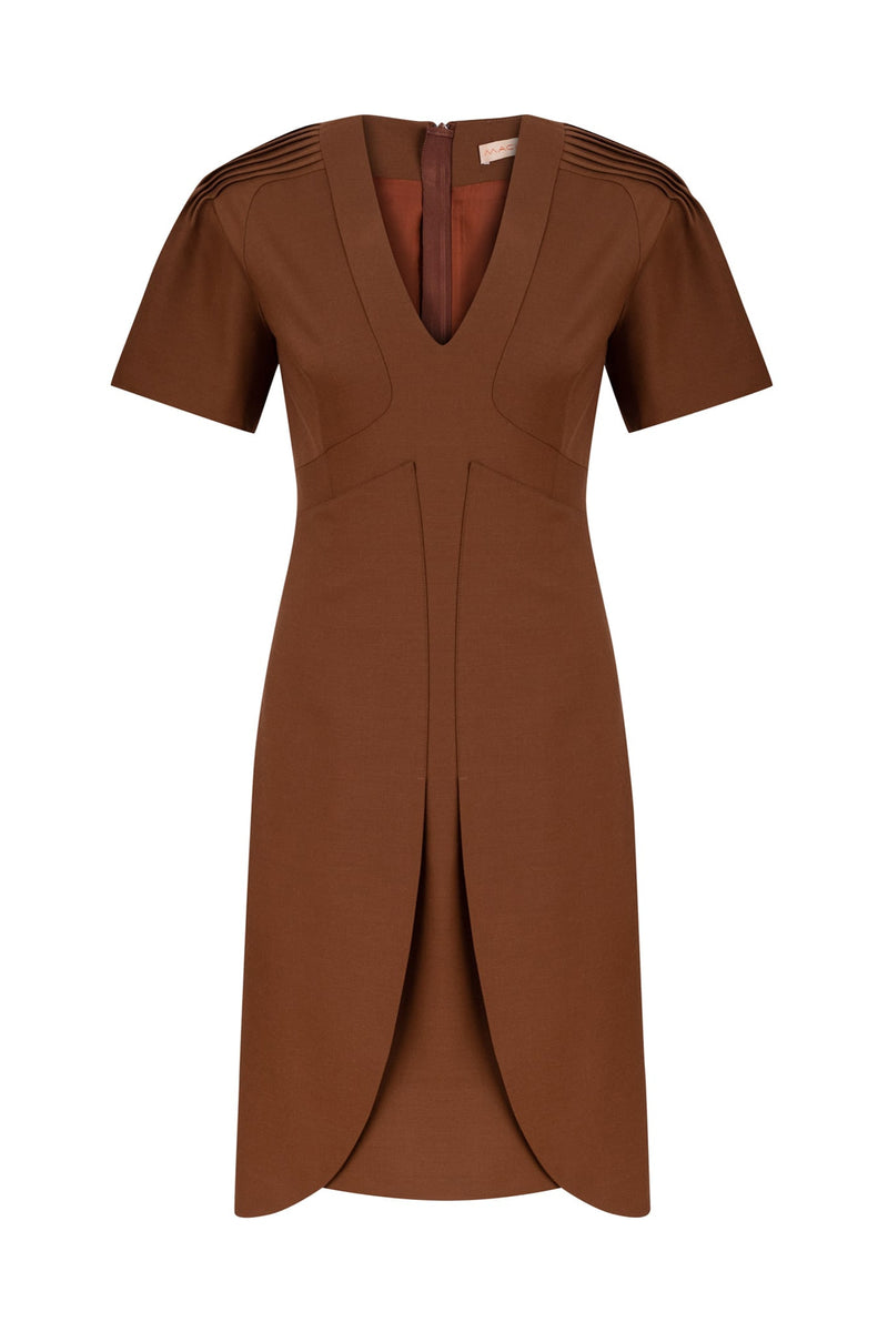 Machka Overlap Detail Sheath Dress Brick