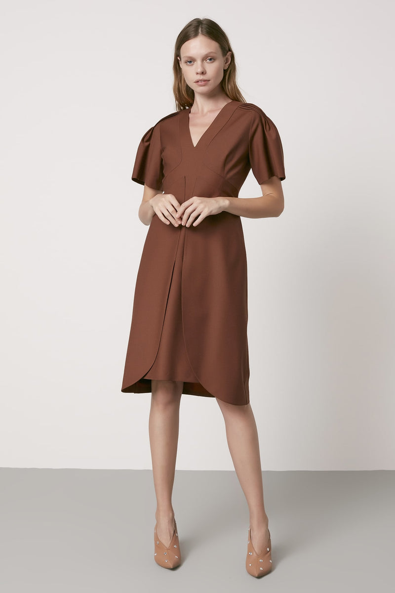 Machka Overlap Detail Sheath Dress Brick