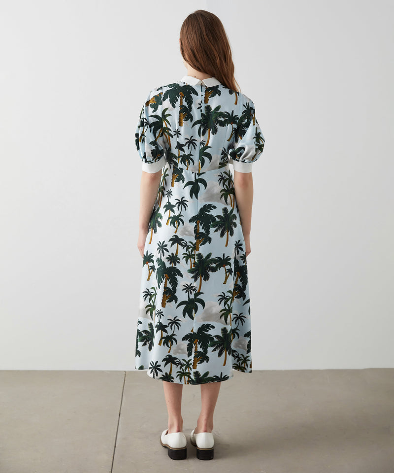 Machka Printed Coconut Tree Dress L.Blue