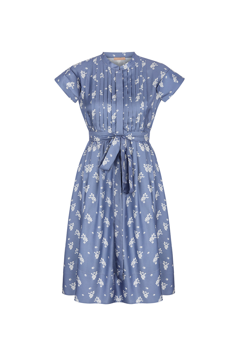 Machka Floral Printed Short Dress Blue