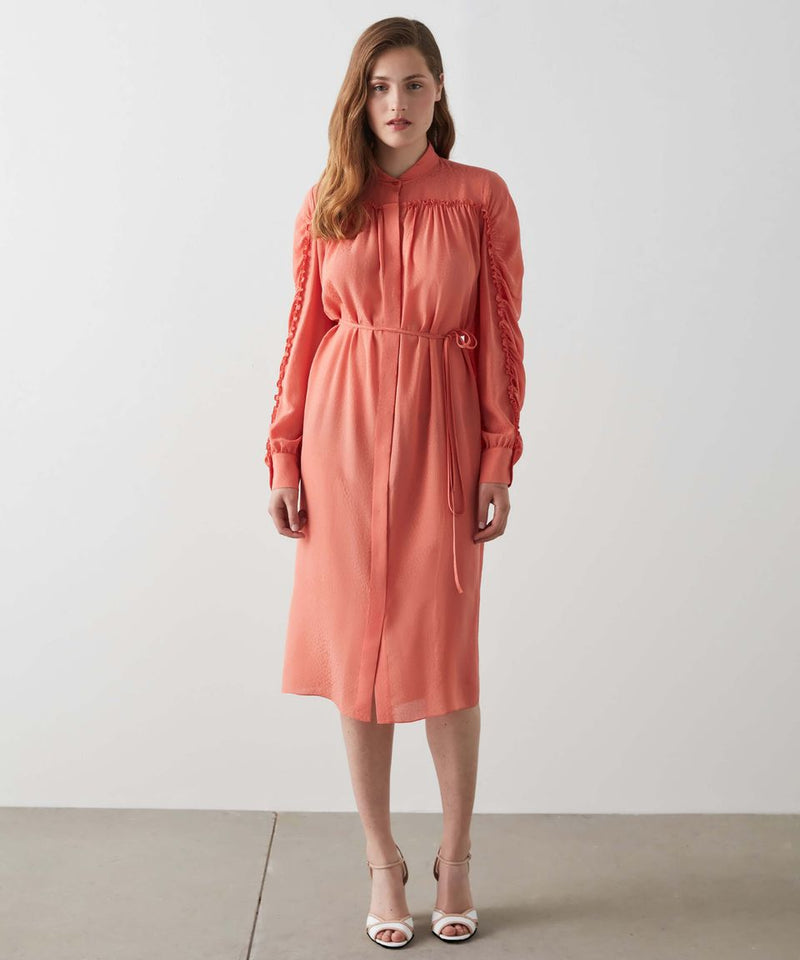 Machka Jacquard Midi Shirt Dress Peach