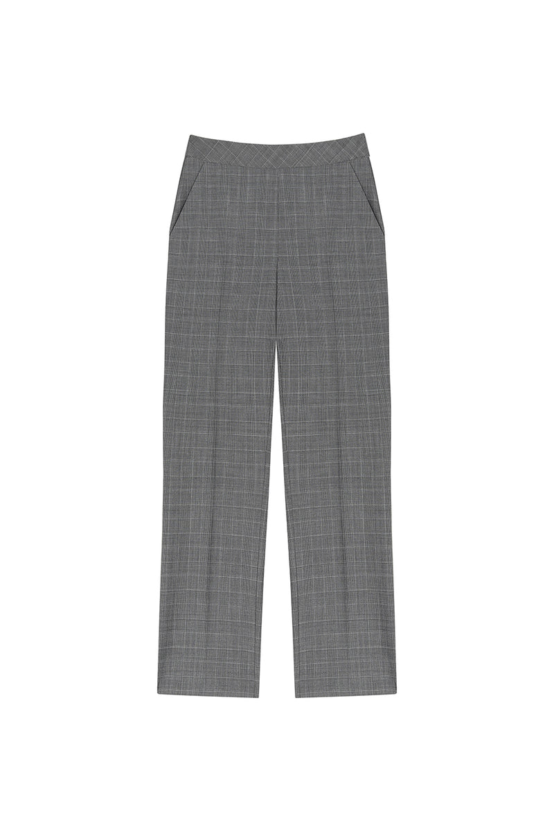 Machka Plaid Pattern Palazzo Trouser Grey