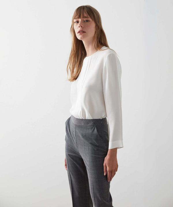 Machka Plaid Pattern Palazzo Trouser Grey