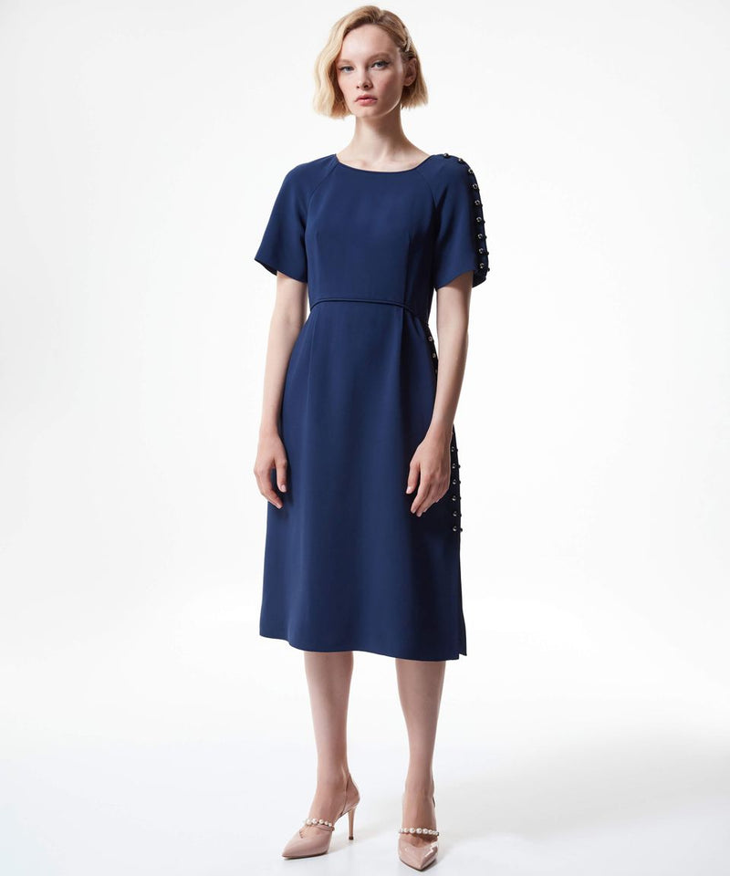 Machka Metal Adornment Midi Dress Navy