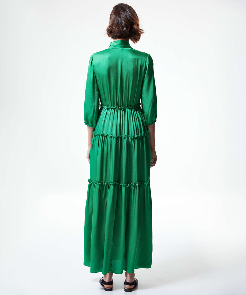 Machka Self Tie Tiered Maxi Dress Green