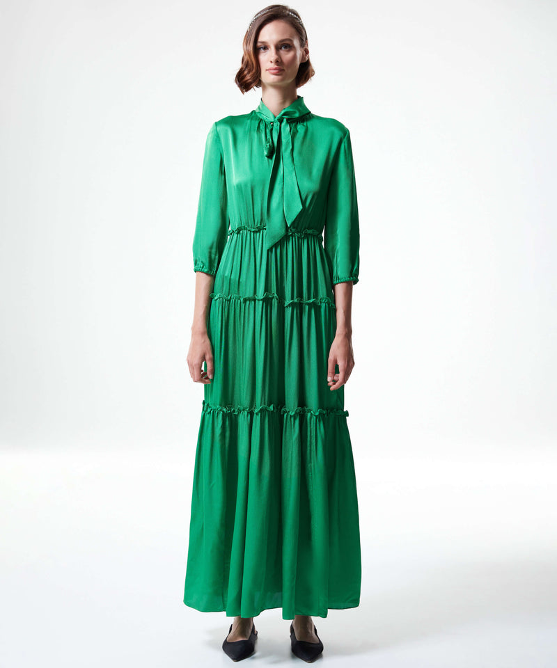 Machka Self Tie Tiered Maxi Dress Green