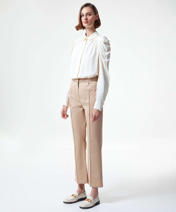 Machka Classic Waist Pin Tuck Solid Trouser Sand