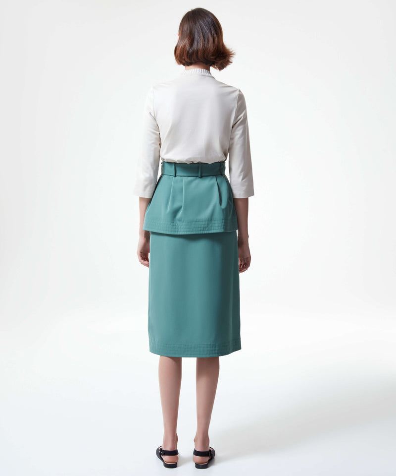 Machka Midi Skirt With Waist Fixed Flap Dark Green