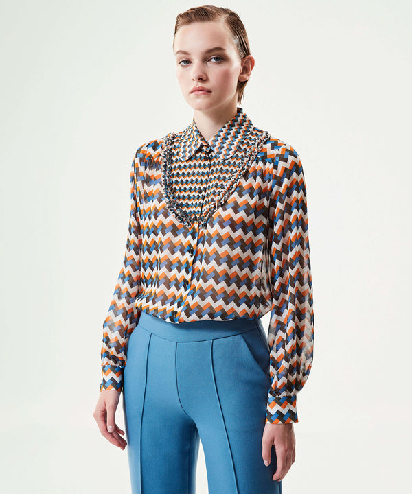 Machka Geometric Pattern Blouse Orange