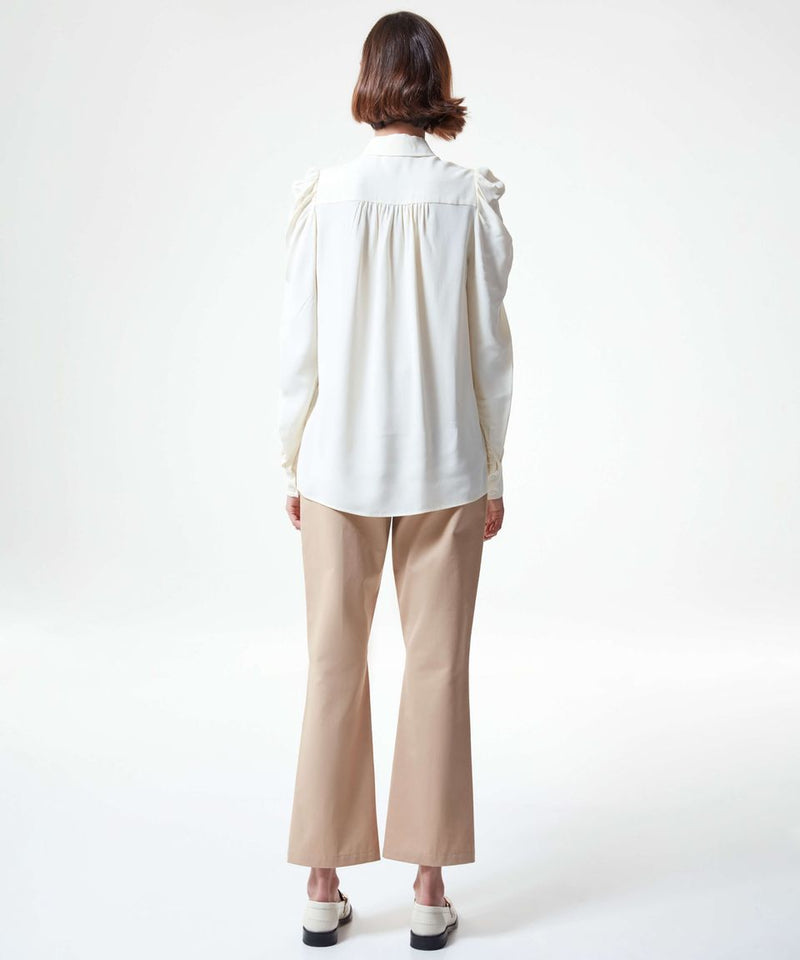 Machka Puff Sleeve Solid Shirt Off White