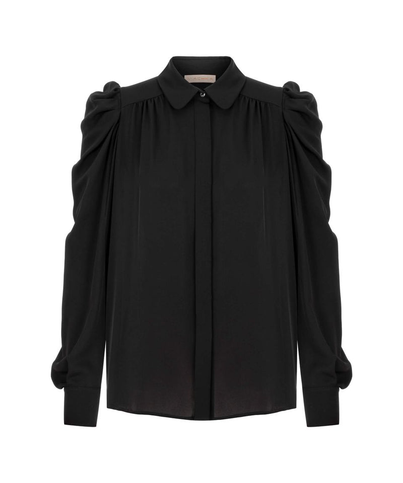 Machka  Classic Puff Sleeve Blouse Black