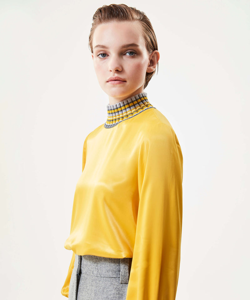 Machka Ribbed Detail Blouse Mustard