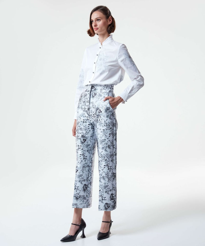 Machka Printed Motif Shirt White