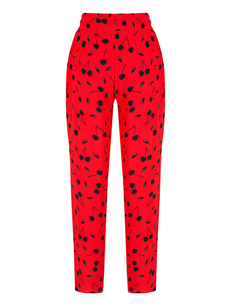 Nocturne Trouser Print Silk Red - Wardrobe Fashion