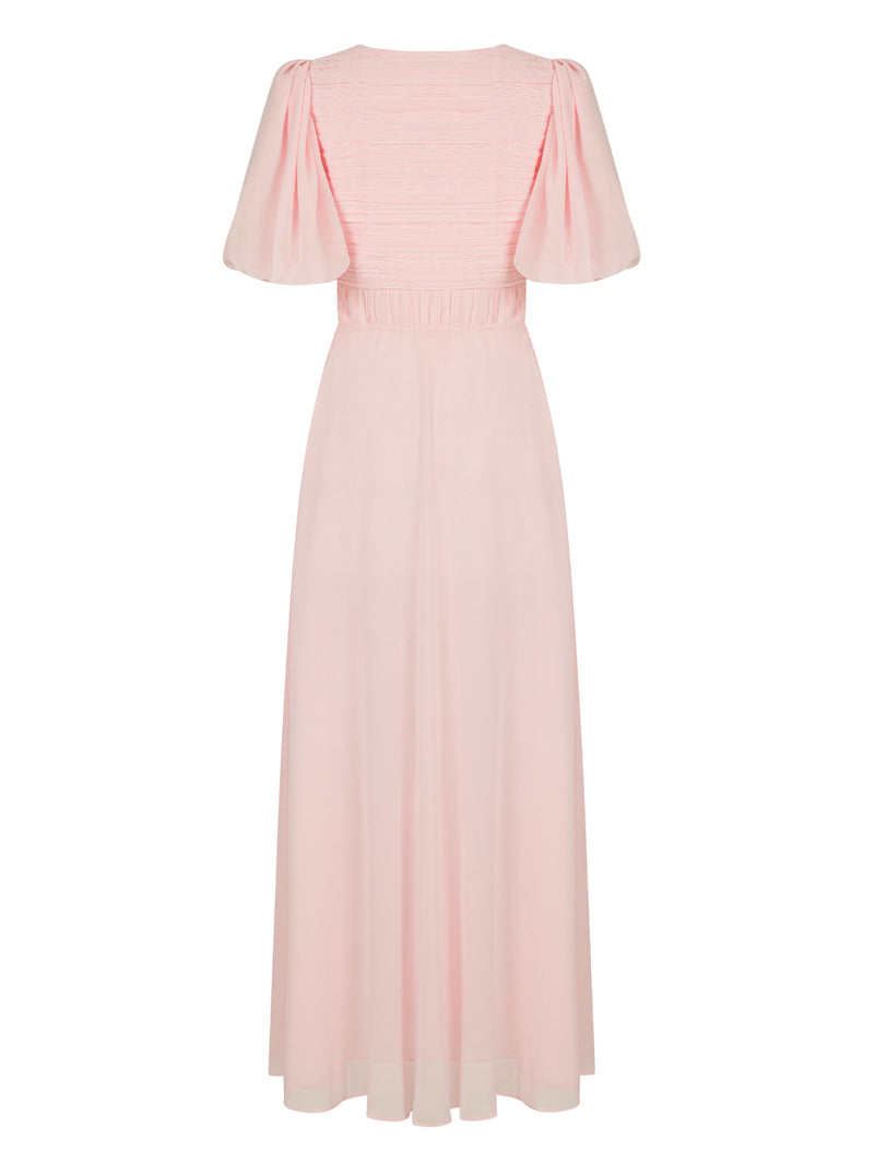 Nocturne Dress Pleat S/S Pink - Wardrobe Fashion