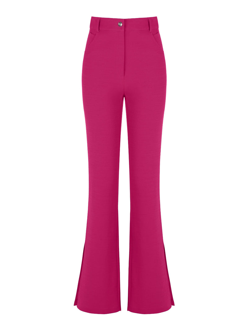 Nocturne High-Waisted Slit Pants Fuchsia