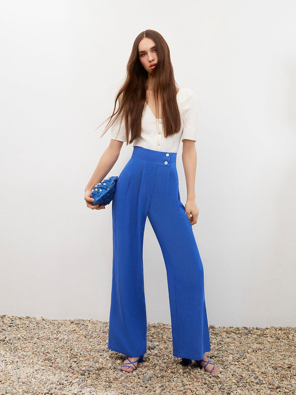 Nocturne Wide Leg Linen Pants Sax