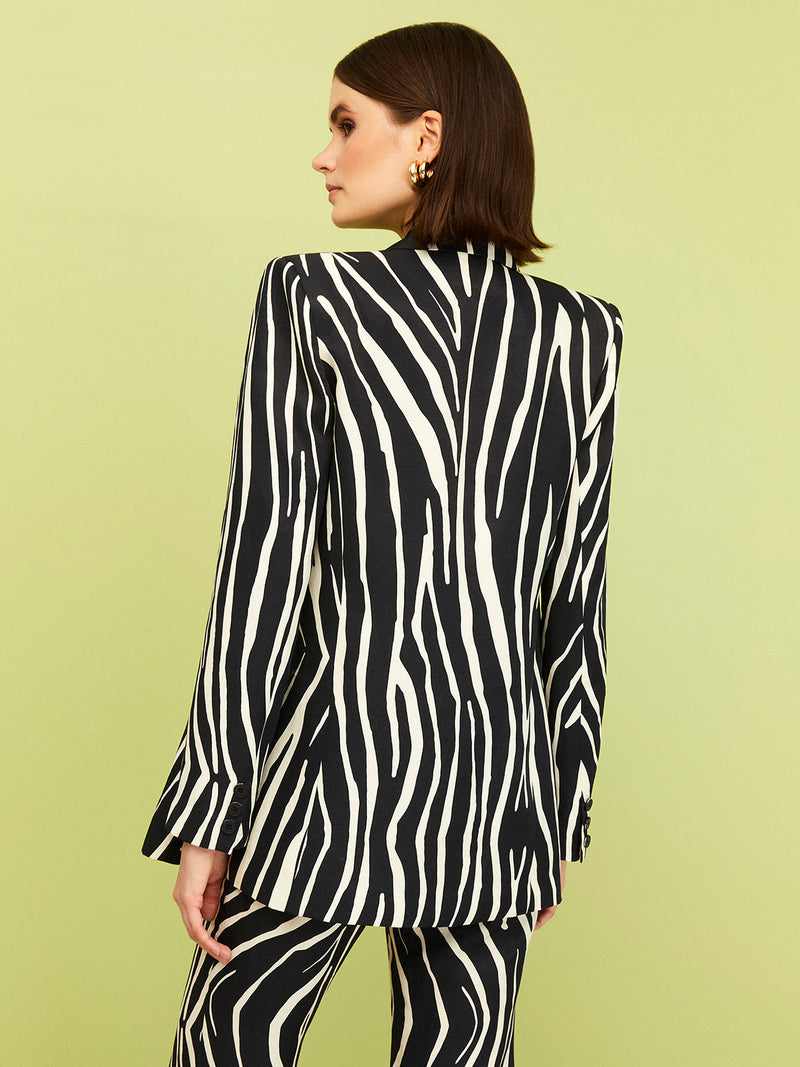 Nocturne Zebra Print Linen Blazer Varyant