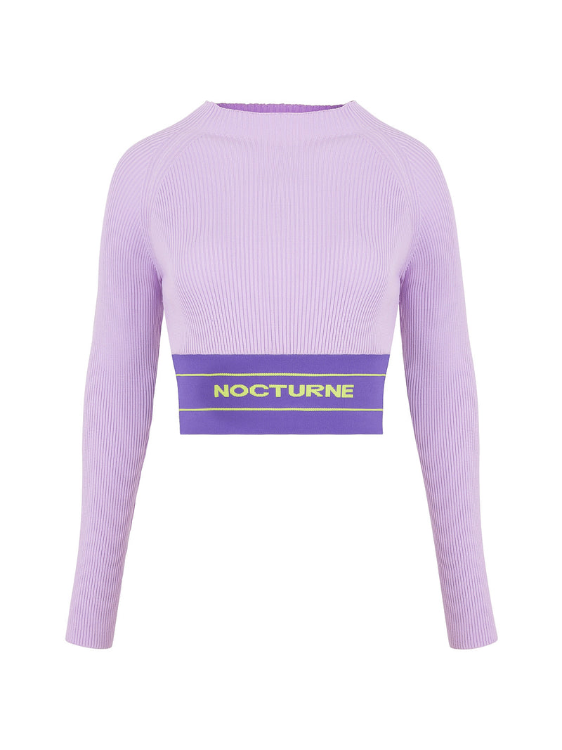 Nocturne High Collar Cropped Sweater Lilac