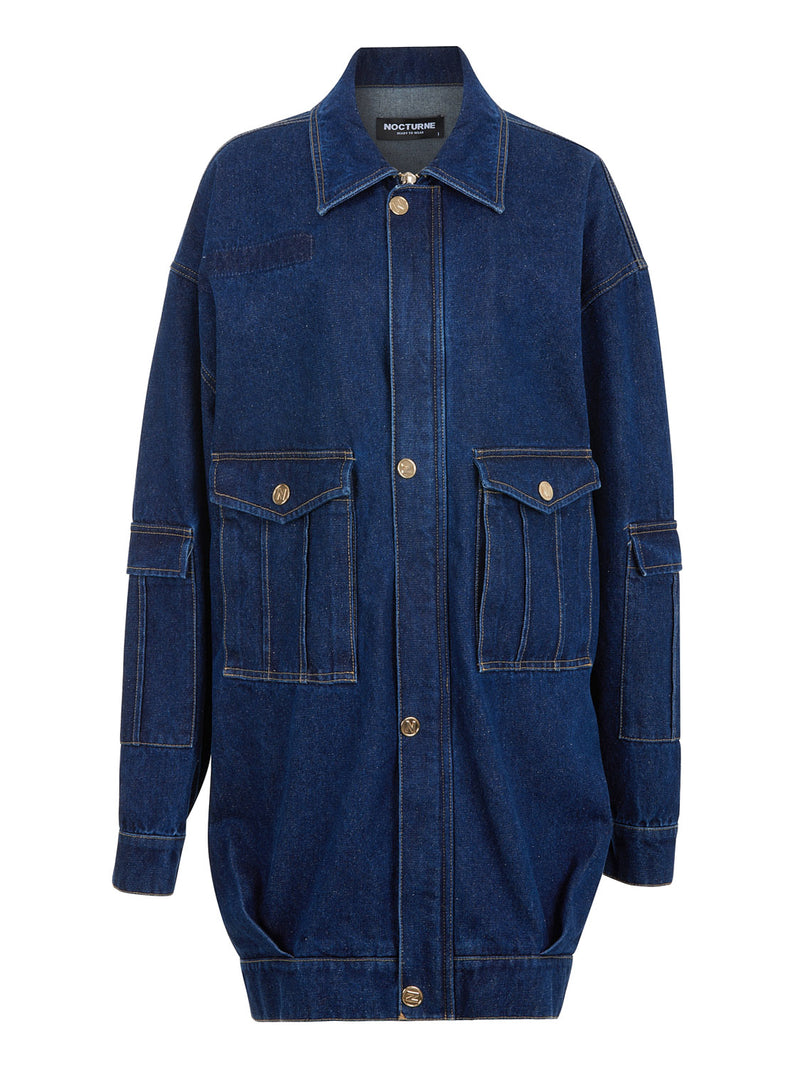 Nocturne Oversize Denim Trench Coat Indigo