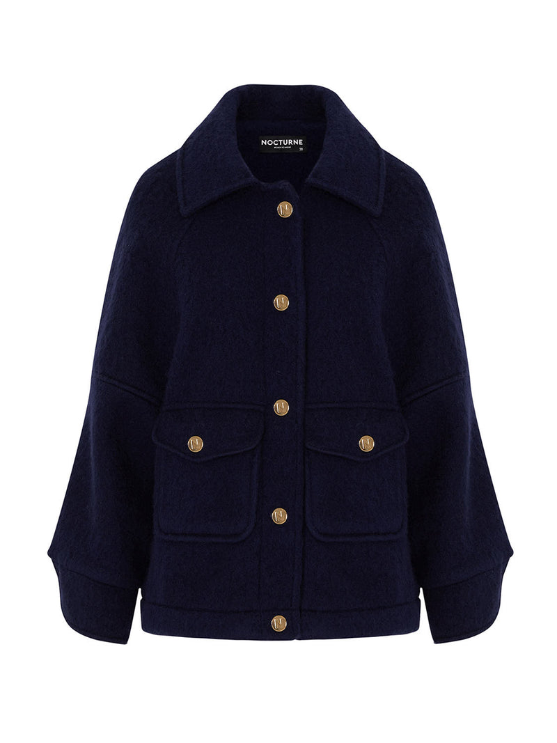 Nocturne Wool Blended Jacket Navy Blue