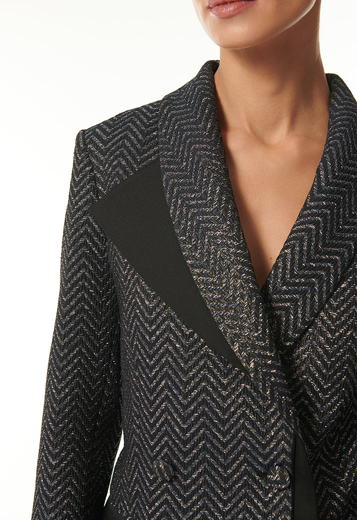 Choice Chevron Pattern Blazer Black