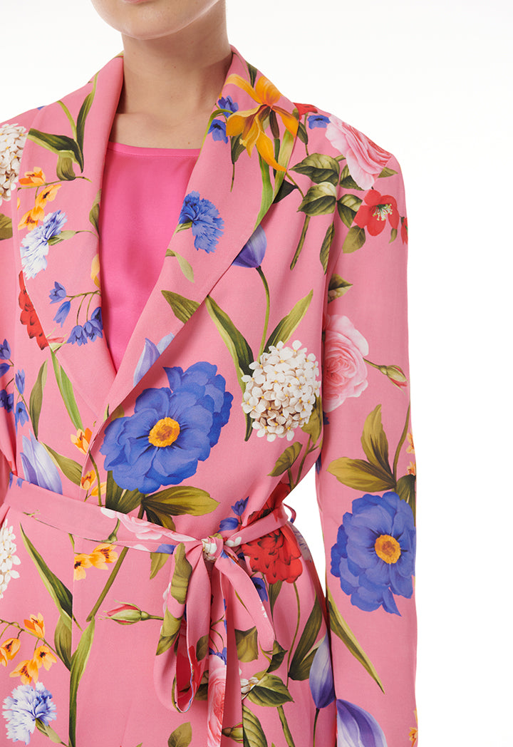 Choice Shawl Lapel Floral Printed Blazer Multicolor