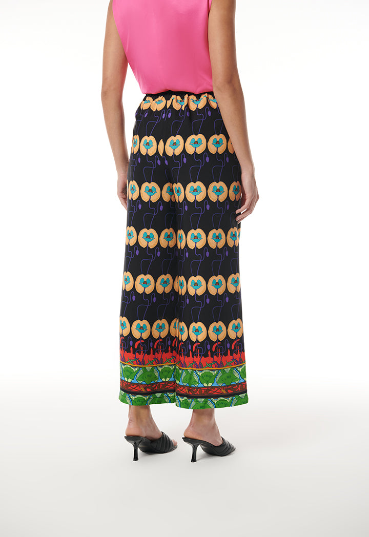 Choice Printed Wide Leg Trouser With Border Print