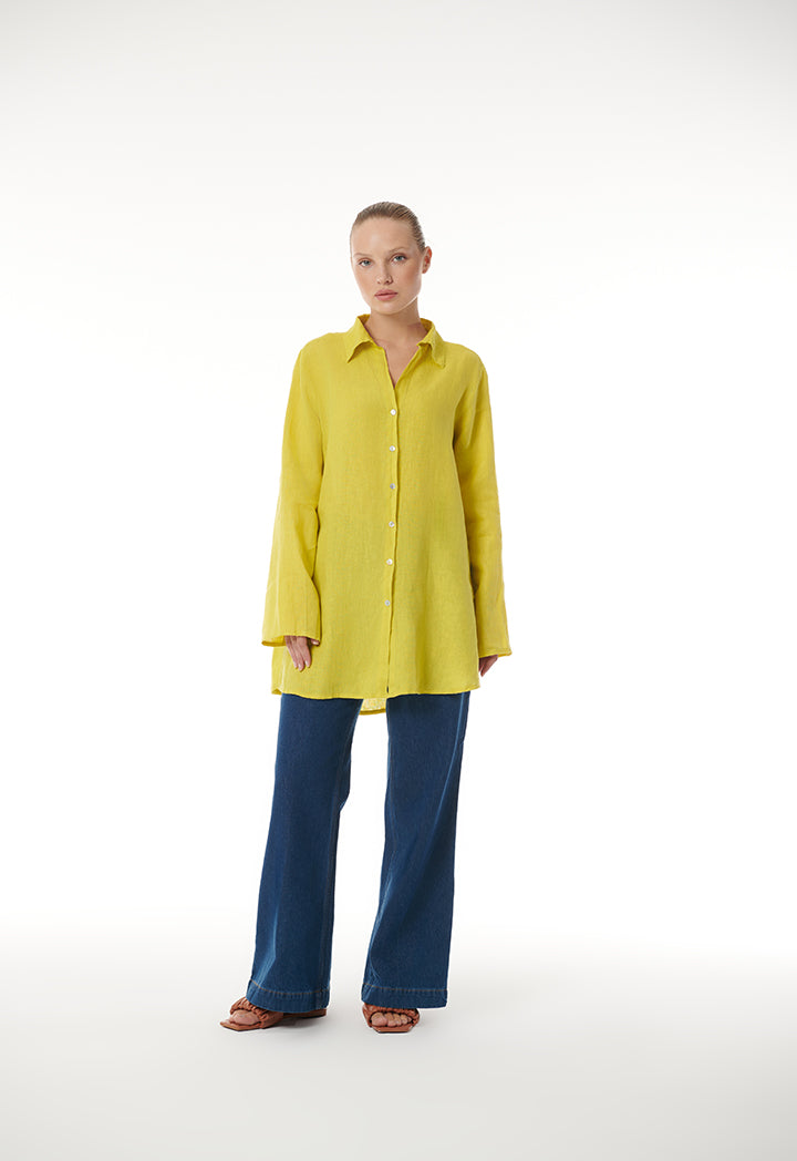 Choice Textured Look Classic Shirt Yellow