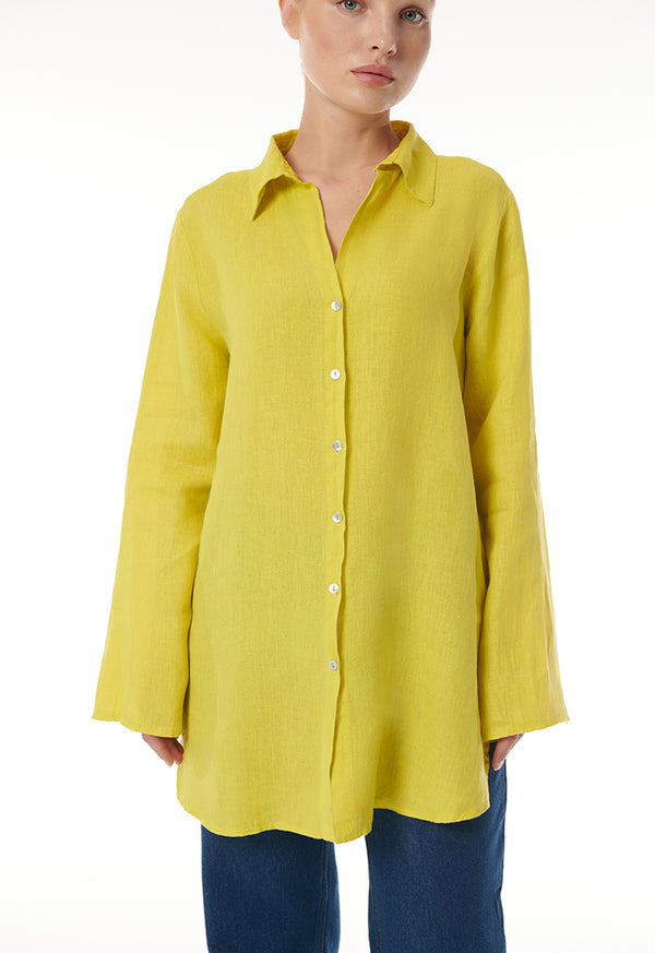 Choice Textured Look Classic Shirt Yellow