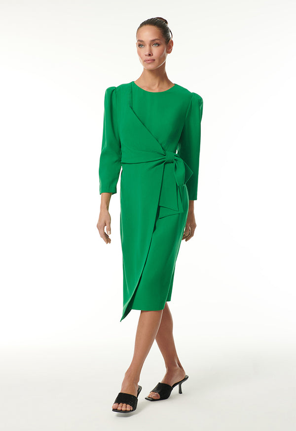 Choice Midi Dress With Wrap-Tie Detail Green