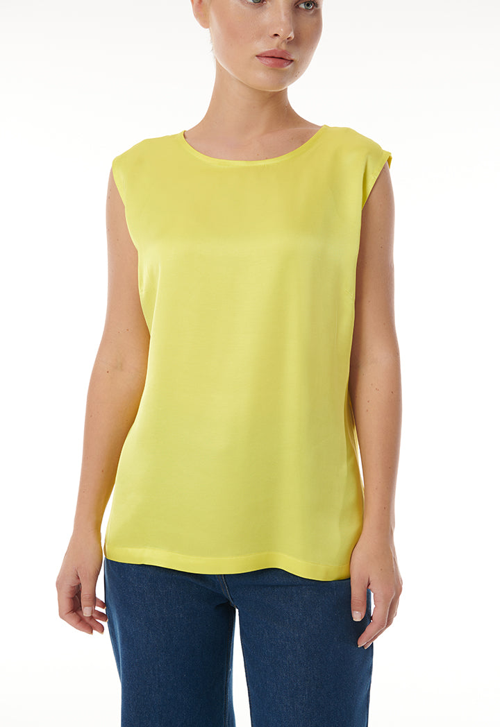 Choice Sleeveless Round Neck Top Yellow