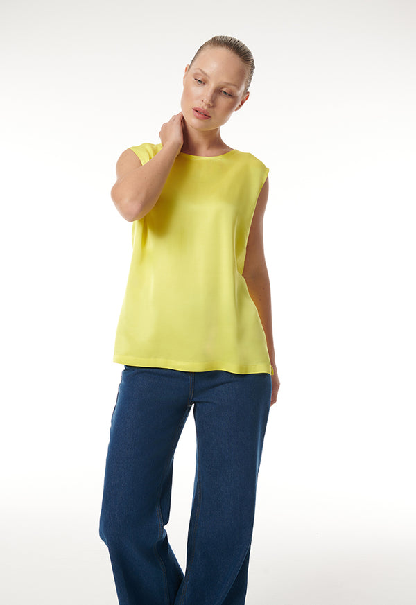 Choice Sleeveless Round Neck Top Yellow