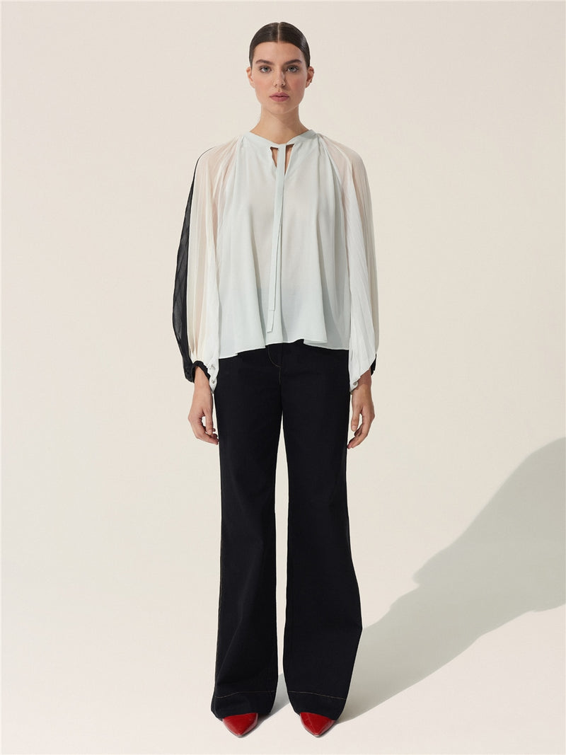 Baqa Pleated Balloon Sleeve Blouse Mint