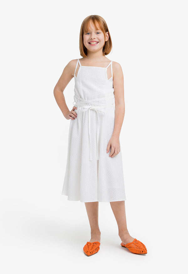 Choice Kids Solid Sleeveless Dress Off White