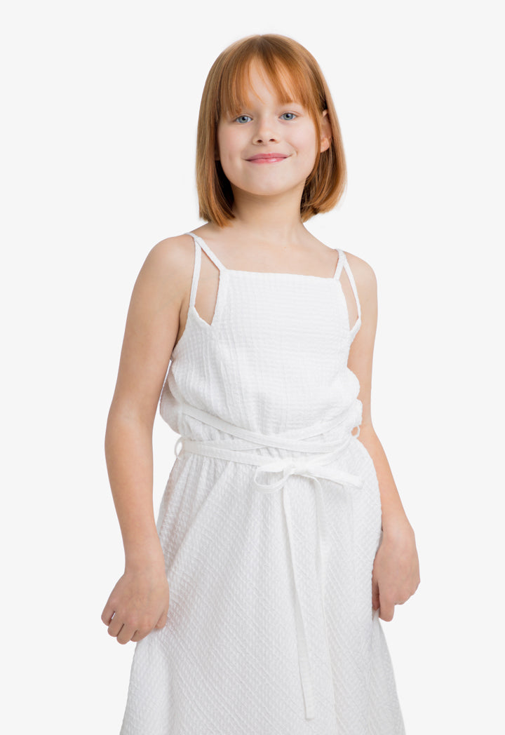 Choice Kids Solid Sleeveless Dress Off White