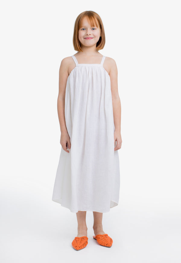 Choice Kids Solid Sleeveless Flared Maxi Dress Off White